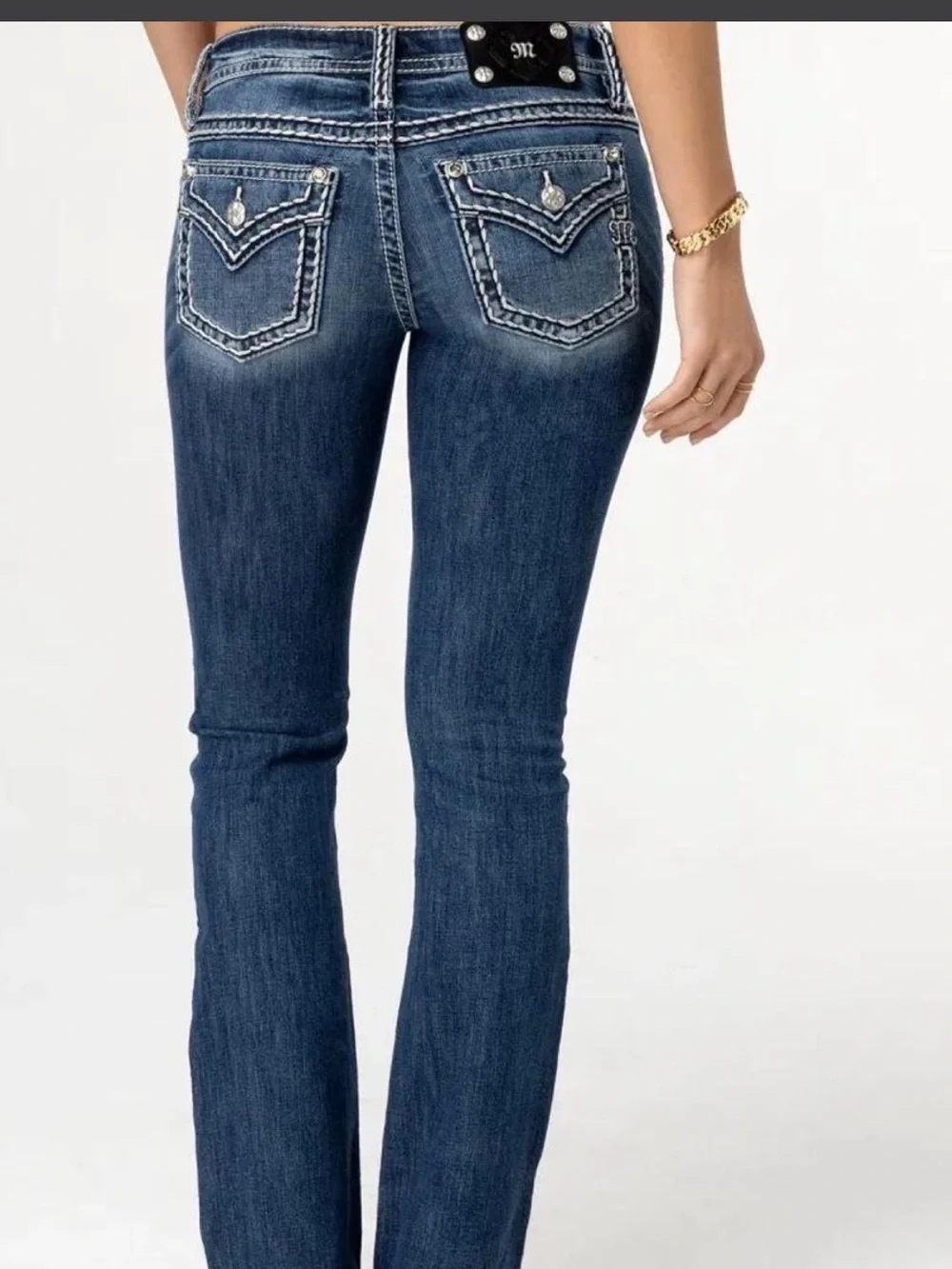 Miss Me jeans Y2k low rise boot cut NWT saddle stitching‎ gemstones 31 RARE